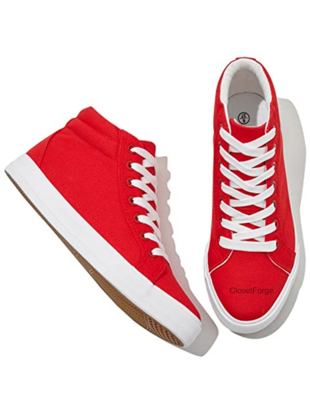 Women's Canvas High Top Sneakers Lace Up Non Slip Walking Shoes Comfortable